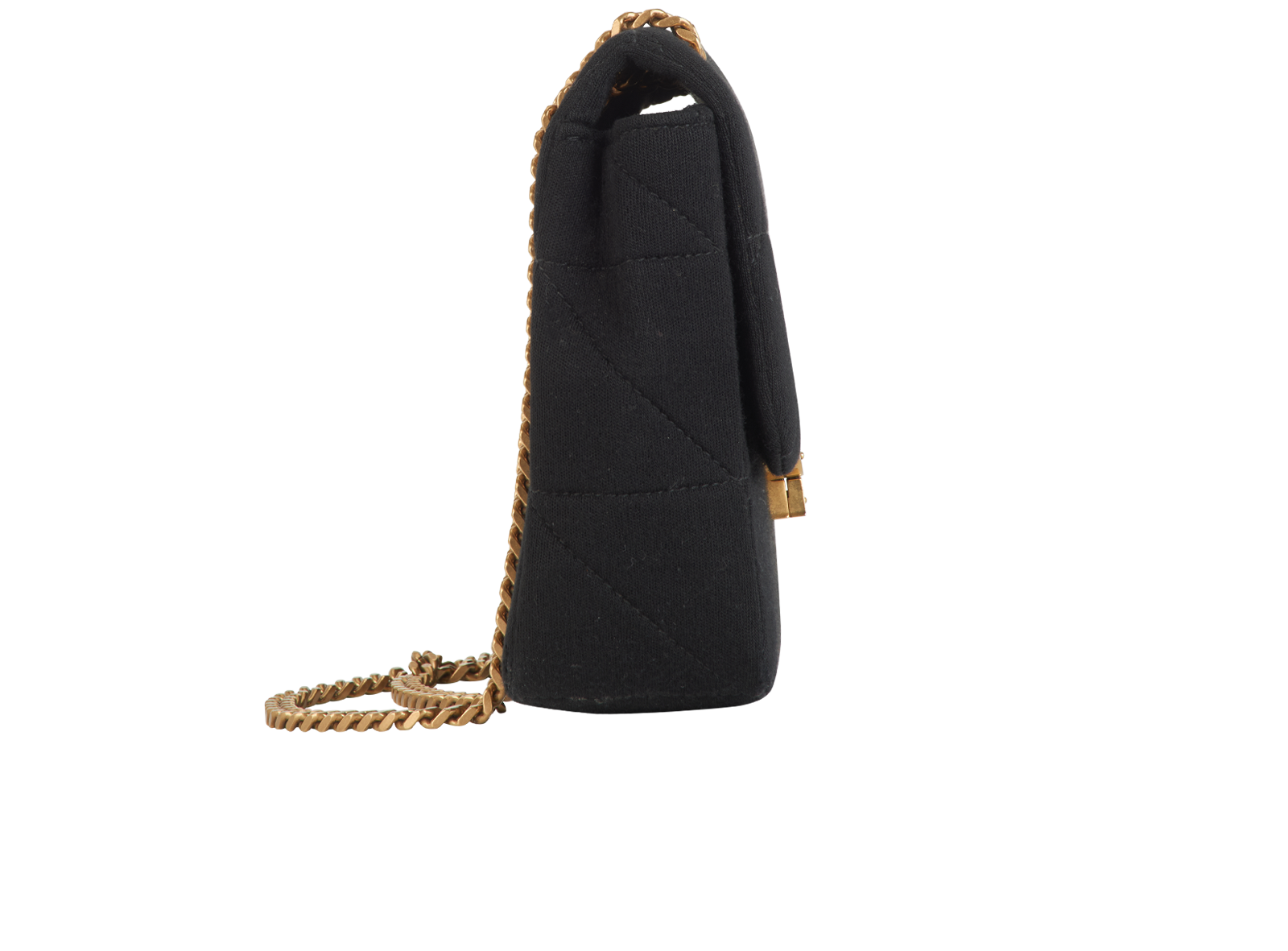 Jamie Quilted Shoulder Bag, &pound;750, Handbags, Black, Fabric, Side view